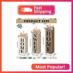 MiniInflat 3 Pcs Home Sweet Home Table Decor Farmhouse Block Sign Rustic Tiered