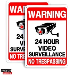 Alarm Your Property: 2 Pack No Trespassing Signs – Heavy Duty, 24/7 Monitoring