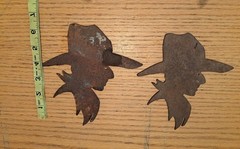 Lot Of 2 Rusty Metal Cowboy Silhouette Plaques Sleeping Cowboy Yard Art Home Dec