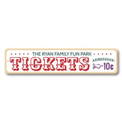Personalized Fun Park Tickets Admission Beach House Aluminum Metal Decor Sign