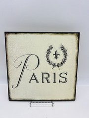 Paris Fleur De Lis Wooden Sign French 10.5”x11” Crazing New Orleans