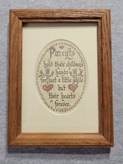 1986 Parents Hold Their Children’s Hands…Wall Hanging Oak Framed 8″ x 6″