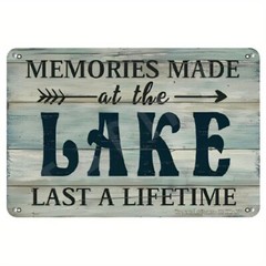 [Retro Metal Sign] 8×12 Inch Metal Sign, Retro ‘Memories Made at The Lake Last A