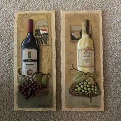 Vintage 3D Ceramic Wine C. Winterle Olson Plaques Set Merlot Pinot Grigio Grapes