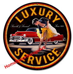 Classic Cars Luxury Service, Metal Sign, Vintage Style Garage Art
