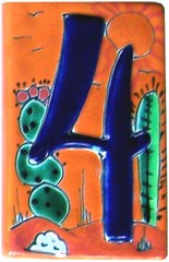 Mexican Talavera Desert Tile Address House Number Four
