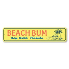 Beach Bum Key West, Florida, Beach-Lover Sign Idea, Beach House Metal Sign