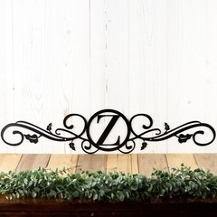 Custom Metal Family Initial Monogram Sign with Scrolls & Vines