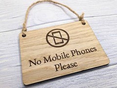 No Mobile Phones Please Wooden Sign – Eco-Friendly Signage, Available in 4 Sizes