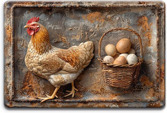 Vintage Chicken and Fresh Eggs Aluminium Metal Tin Sign 8×12 Inch Tin Poster Wal