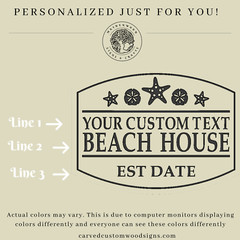 Starfish and Sand Dollar Personalized PVC Beach House Sign | indoor | outdoor