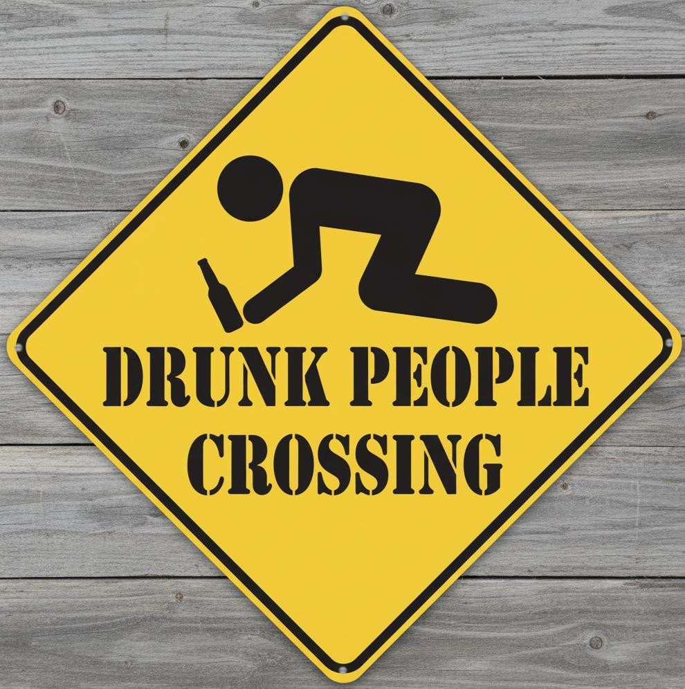 Drunk People Crossing 12 x 12 Novelty Metal Sign Made In USA New!