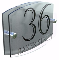 Modern House Sign Plaque Door Number Street Glass Effect Acrylic Name EMA5-24B