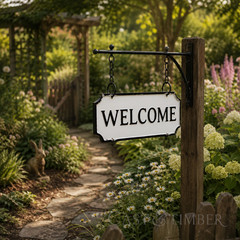 Double Sided Welcome Hanging Sign Farmhouse Porch Entryway Garden Decor