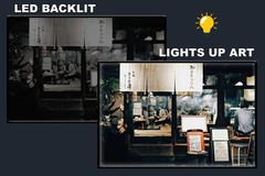 LED Backlit Japanese Wall Art Lighted Frame – restaurant dining people