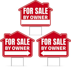 3PC for Sale by Owner Sign with Stakes, 17 Inches by 13 Inches – Double Sided Si