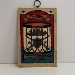 Patriotic FREEDOM Wood Hanging Plaque Sign Graphic Print Painted Vertical