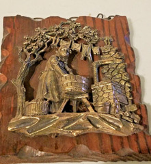 Vintage Made in West Germany 3D Sculpture Wooden Wall Plaque Lot of 2
