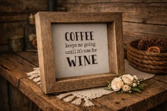 8″ x 8″ Wooden Framed Coffee Sign | Farmhouse Coffee Bar Wall Décor