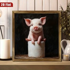 Cute Pink Pig Wooden Sign Farmhouse Bathroom Kitchen Cafe Decor Holiday Gift