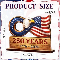Wooden Eagle Decor Patriotic Table Centerpiece 1776-2026 Anniversary Gift Decor