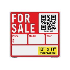 1211 For Sale Car Sign Price/Model/Year Weatherproof PVC Plastic QR App
