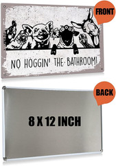 No Hoggin The Bathroom Farm Animal Decor Metal Tin Sign Wall Decor Vintage NEW