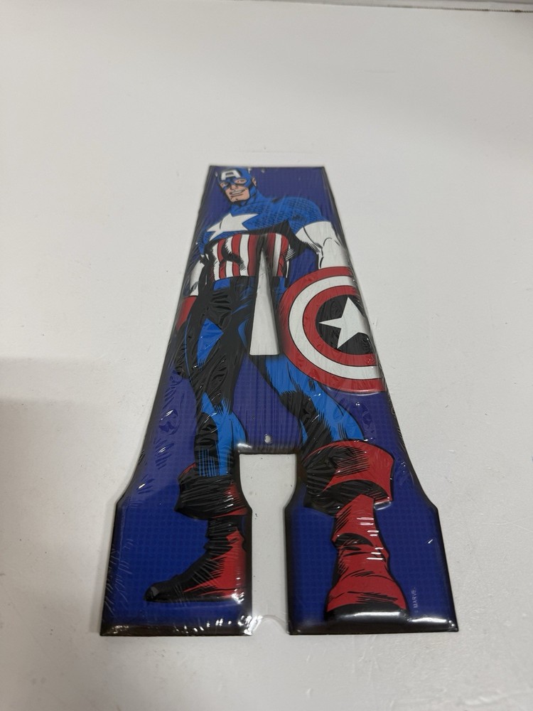 Marvel Comics CAPTAIN AMERICA TIN LETTER “A” Retro Super Hero Initial Wall Deco