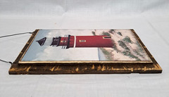 Rustic Fetish Wooden Red Lighthouse Art Print Wall Hanging Plaque Handmade 10×7″