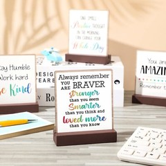 4 Pieces Inspirational Quotes Bible Desk Decor Wood Block Plaque Rustic Encou…