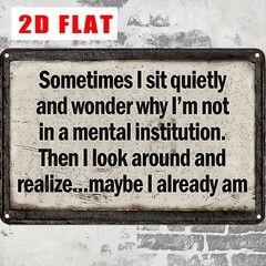 Metal Wall Sign Aluminum 8×12 Sometimes I Sit Funny Vintage Deco Plaque