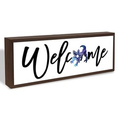 Welcome Wood Home Decor Signs, Welcome Monster Flower Wood Plaque, Home Table…