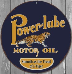 Power-Lube Motor Oil 8″ Diameter Vintage Novelty Metal Sign Made In USA New!