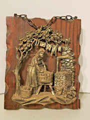 Vintage Made in West Germany 3D Sculpture Wooden Wall Plaque Lot of 2