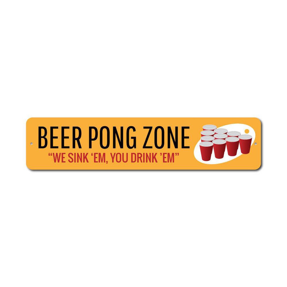 Beer Pong Zone Sign Man Cave Aluminum Metal Decor Sign