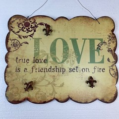 Decorative Love Friendship Sign Metal Wall Art 10″x14″ Rustic Farmhouse