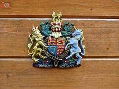 ROYAL COAT OF ARMS WALL PLAQUE. Crest, Warrant. King & Queen. Hand Painted.