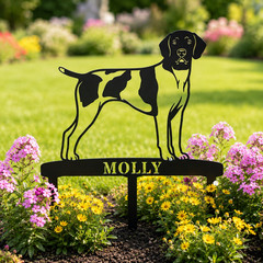 Personalized German Shorthaired Pointer Garden Name Metal Sign With Stakes