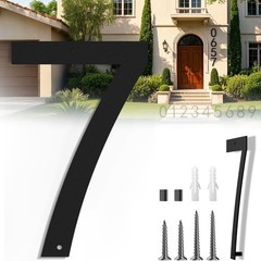 16″ Large Modern Floating House Numbers – Matte Black Steel Address Sign 7