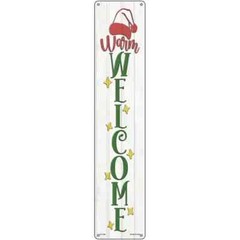 Warm Welcome White 3″x12″ metal street sign plaque Home Door Garage Wall Decor