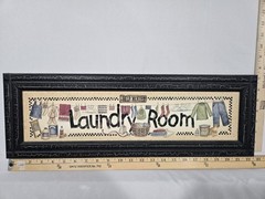 Framed Laundry Room Text Wood Wall Sign Country Decor Horizontal 22×7″