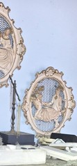 Ornate Vintage Romantic Couple Plaster Wall Plaques Beige Gold Set of 2