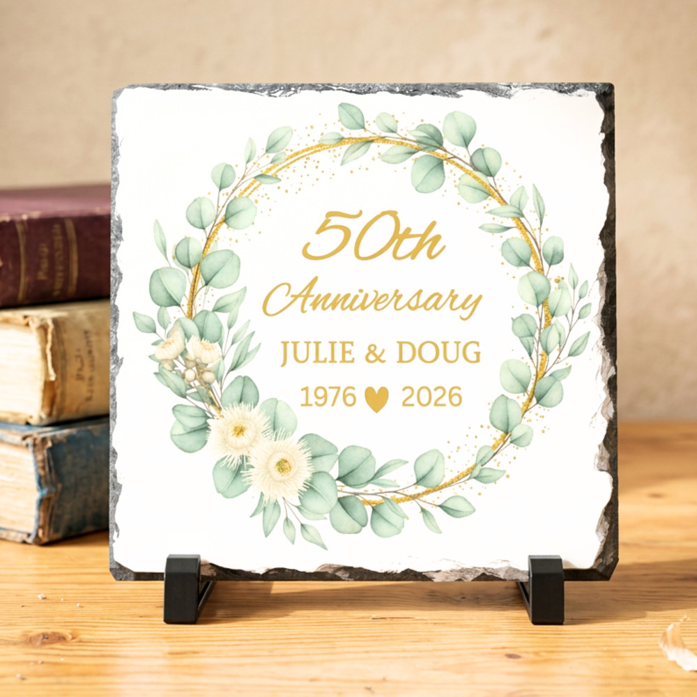 Personalized 50th Anniversary Slate Plaque | Golden Wedding Anniversary Gift