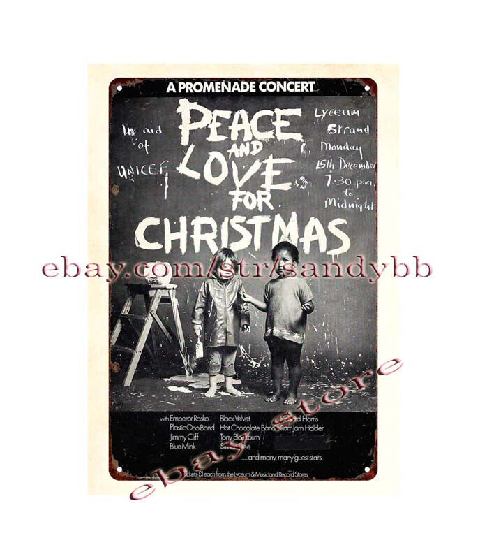 1969 Peace Love for Christmas metal tin sign