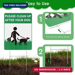 2 Pack Clean up After Your Dog Signs, 12.6″ x 9.5″ No Pooping Dogs Signs with Me
