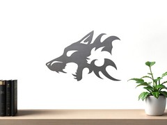Wolf Head Tribal Silhouette Metal Art Wall Sign Hunting Cabin Lodge Decor Gift