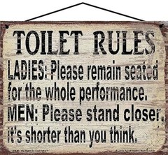 8×10 Vintage Style Bathroom Sign Toilet Rules for Ladies and Men Funny Decor