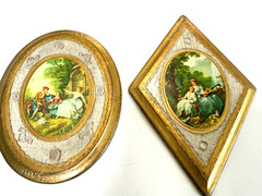 Vintage Italian Florentine Wall Plaque Set Gold Gilt Wood Art Made In Italy