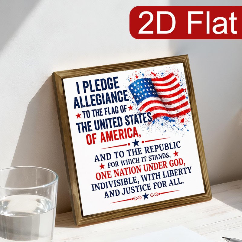 USA Patriotic Wooden Sign Pledge Republic Indivisible Liberty Home Art for home