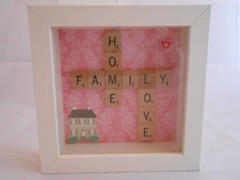 Scrabble Tiles Sign, “Family, Home, Love”, Home Decor, Family, Housewarming